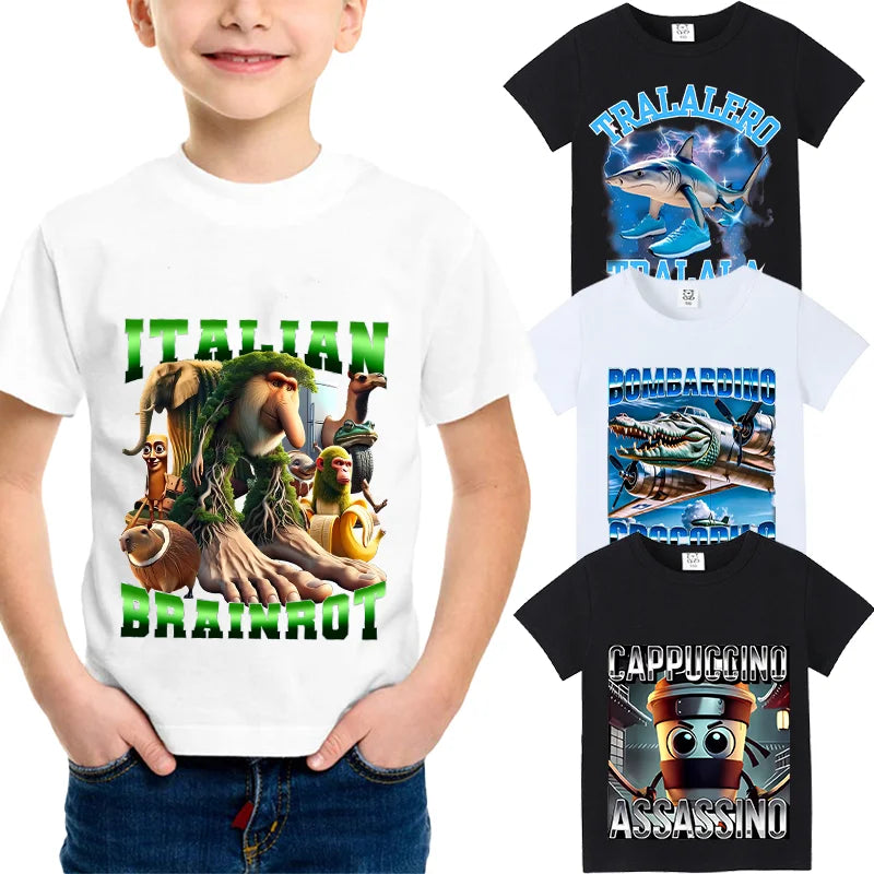 Brainrot T-shirt Barn – Roligt Meme-tryck