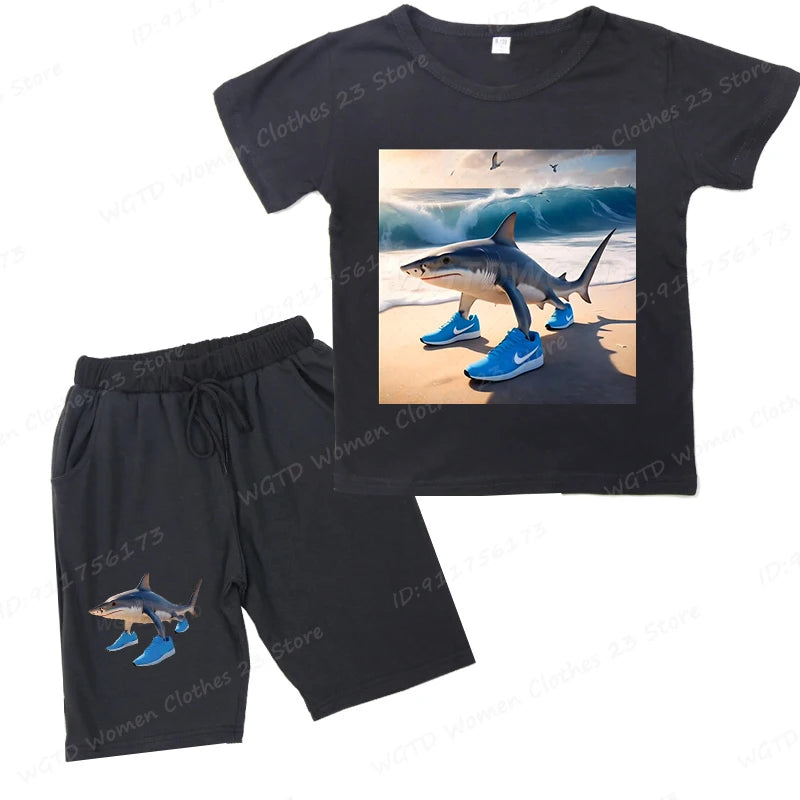 Roligt italienskt "brainrot" barnset – T-shirt & Shorts