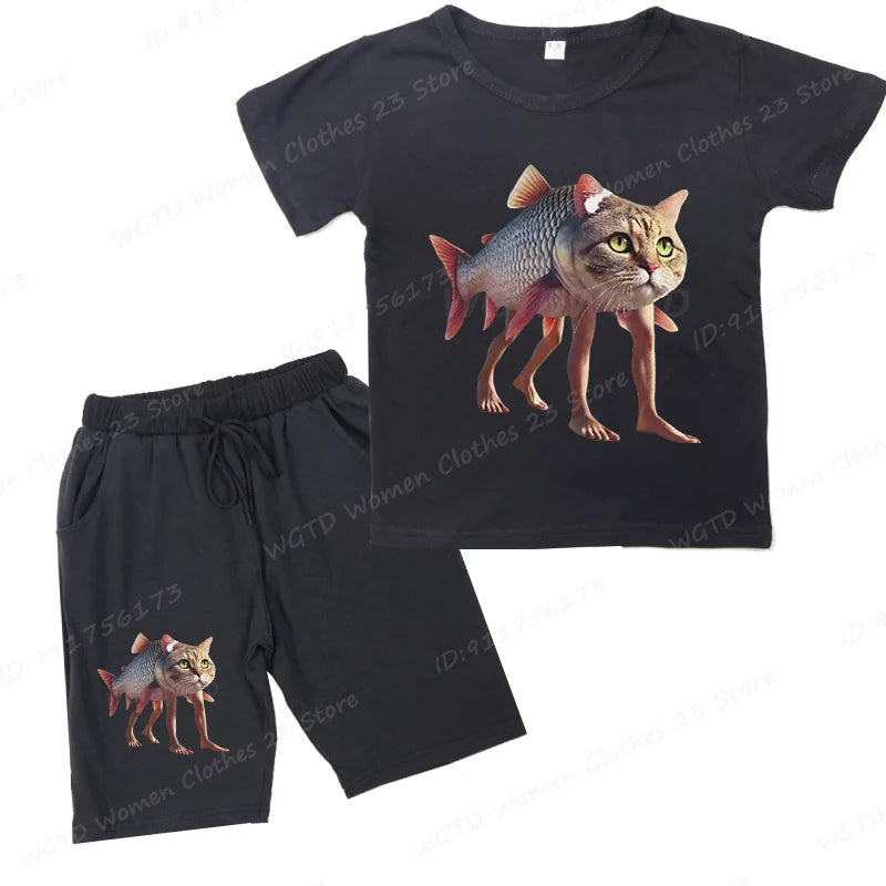 Roligt italienskt "brainrot" barnset – T-shirt & Shorts