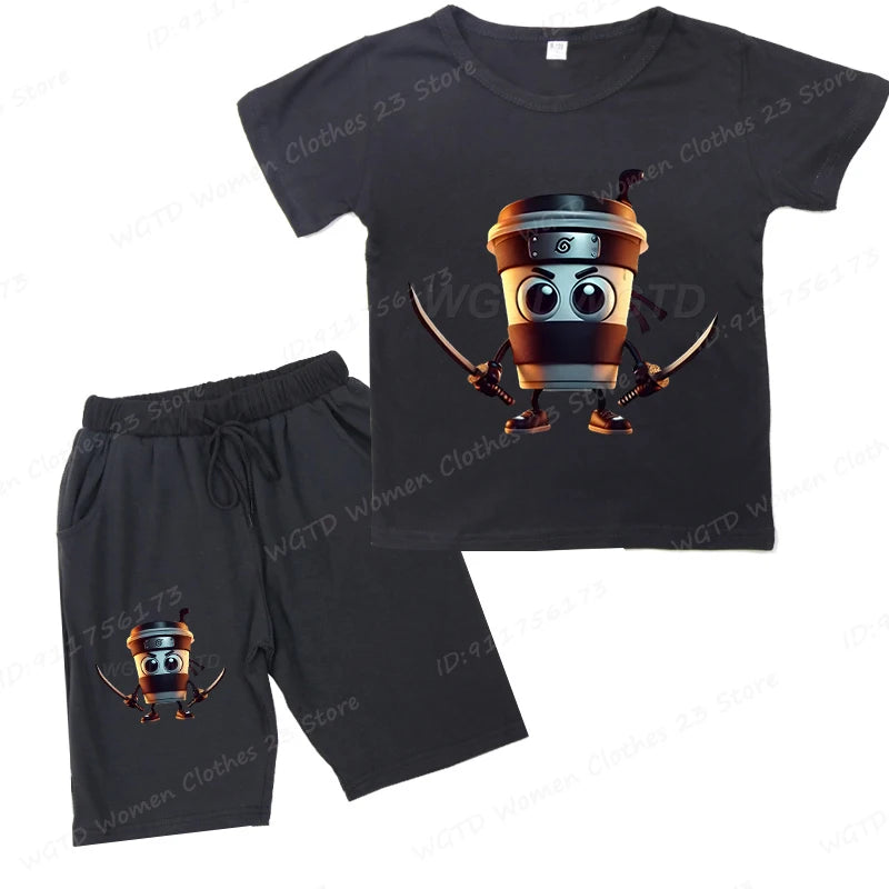 Roligt italienskt "brainrot" barnset – T-shirt & Shorts