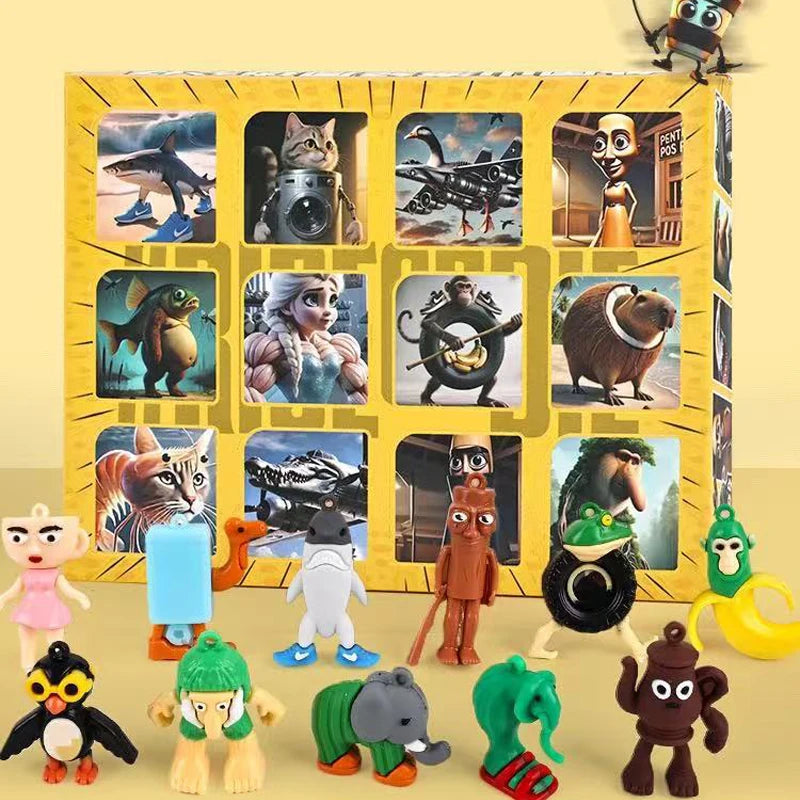adventskalender med 12 stycken Italien brainrot-figurer