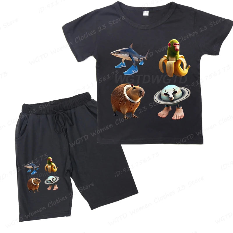 Roligt italienskt "brainrot" barnset – T-shirt & Shorts