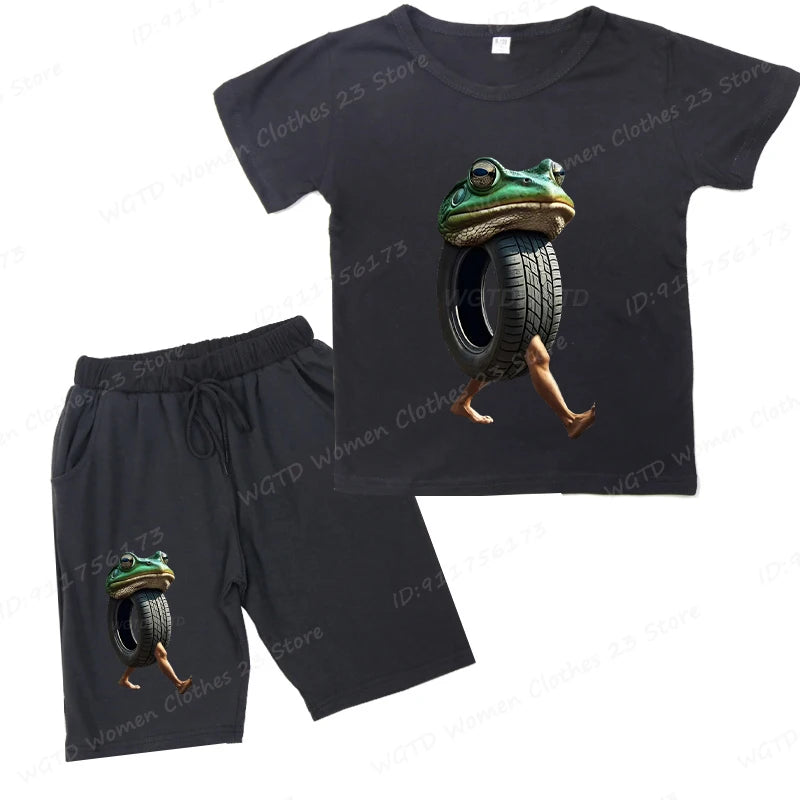 Roligt italienskt "brainrot" barnset – T-shirt & Shorts